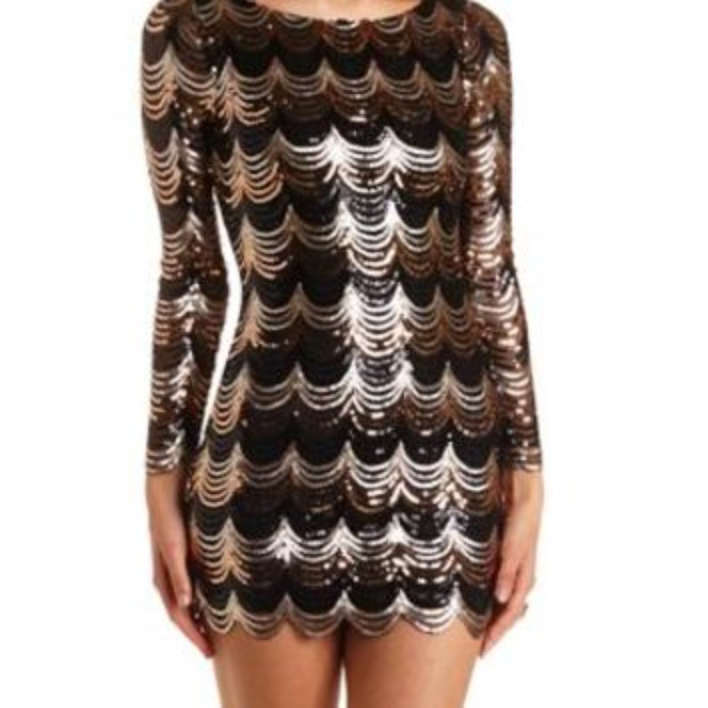 NWOT // Charlotte Russe // Black & Gold Dress